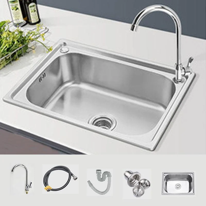 Modern Style Kitchen Sink Stainless Steel Single Bowl Kitchen Sink with Basket Strainer -Bathlova