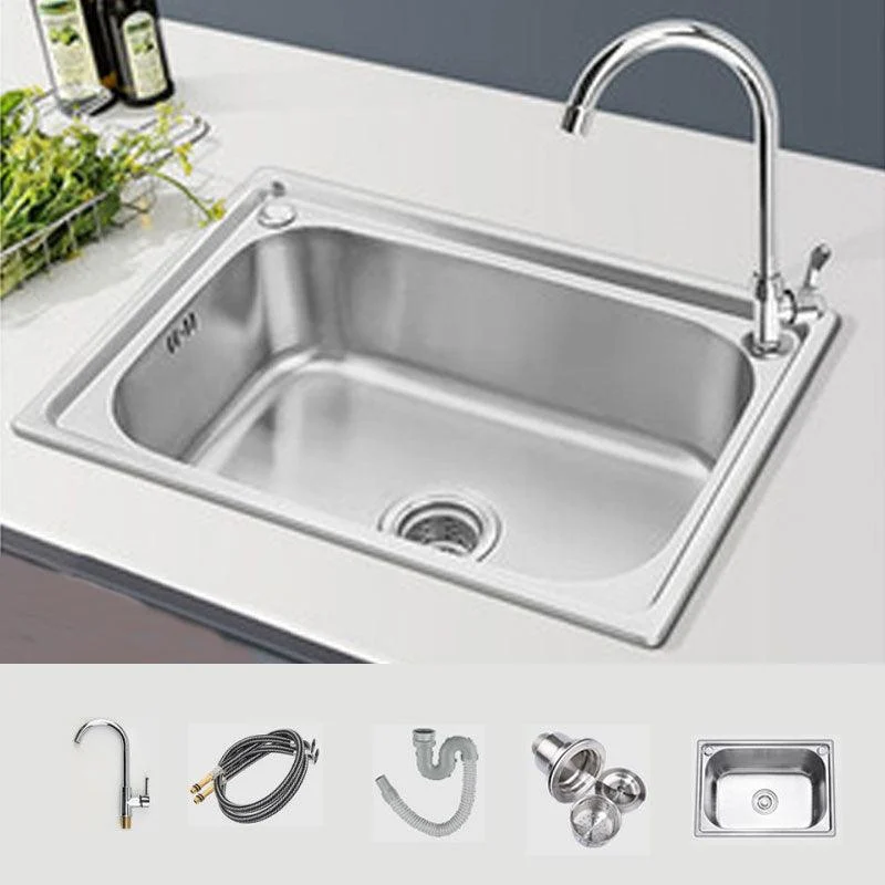 Modern Style Kitchen Sink Stainless Steel Single Bowl Kitchen Sink with Basket Strainer -Bathlova