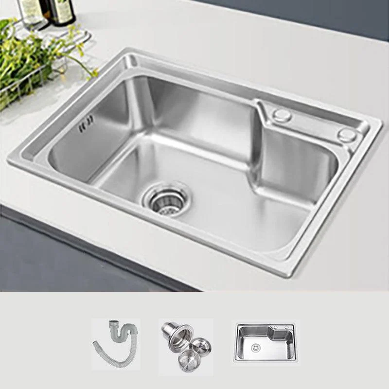 Modern Style Kitchen Sink Stainless Steel Single Bowl Kitchen Sink with Basket Strainer -Bathlova