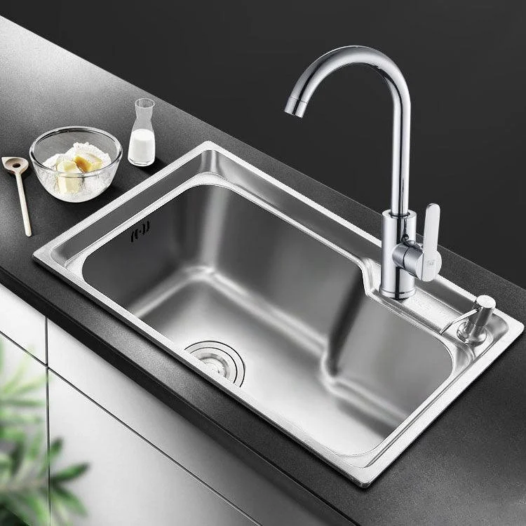 Modern Style Kitchen Sink Stainless Steel Single Bowl Kitchen Sink with Basket Strainer -Bathlova