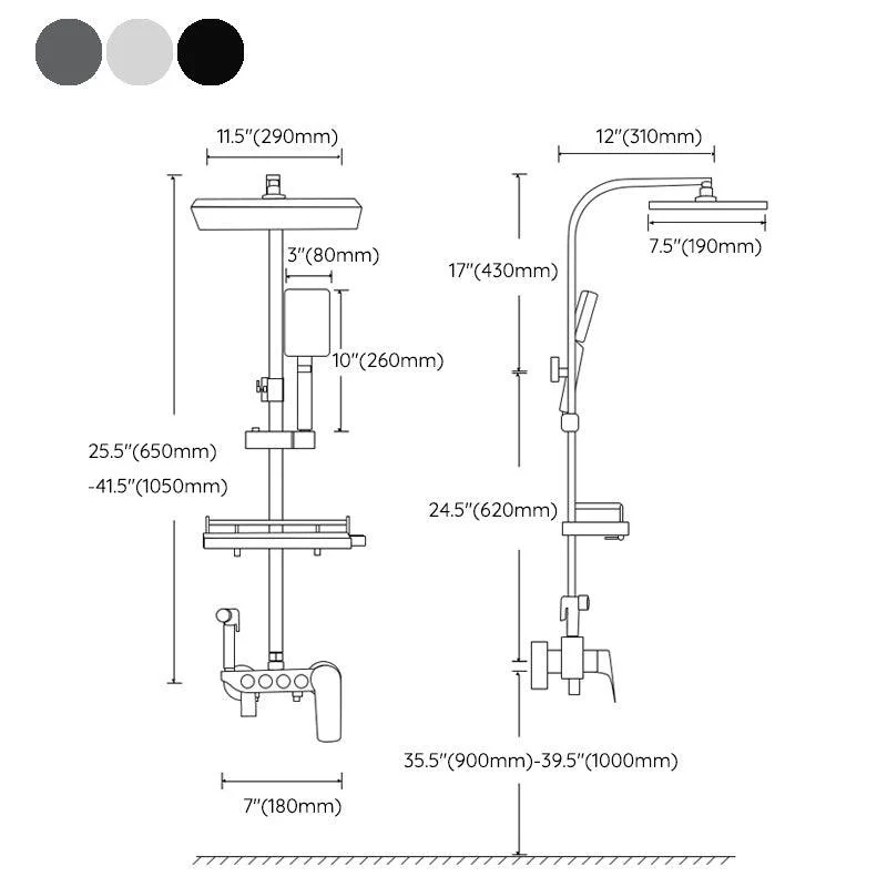 Modern Style Rectangle Shower System Spot Resist Copper Wall Mounted Shower System -Bathlova