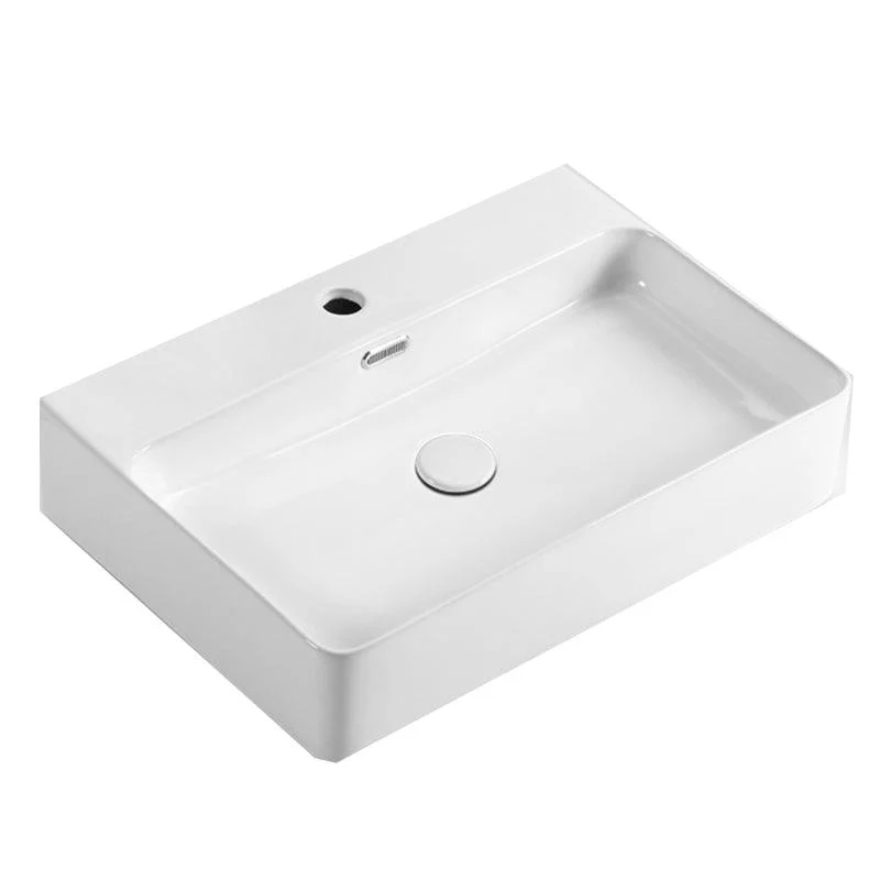 Modern Style Rectangular Vessel Sink with 1-Tap Hole Porcelain Wash Stand -Bathlova