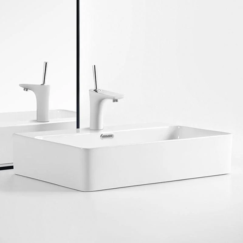 Modern Style Rectangular Vessel Sink with 1-Tap Hole Porcelain Wash Stand -Bathlova