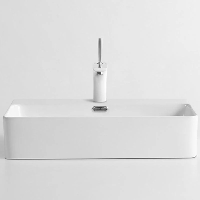 Modern Style Rectangular Vessel Sink with 1-Tap Hole Porcelain Wash Stand -Bathlova