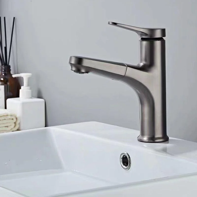 Modern Style Retractable Vessel Tap Copper Single Handle Vessel Tap for Bathroom -Bathlova