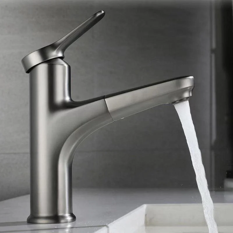 Modern Style Retractable Vessel Tap Copper Single Handle Vessel Tap for Bathroom -Bathlova