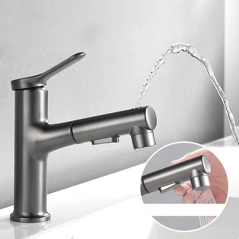 Modern Style Retractable Vessel Tap Single-handle Low Arc Copper Vessel Tap -Bathlova