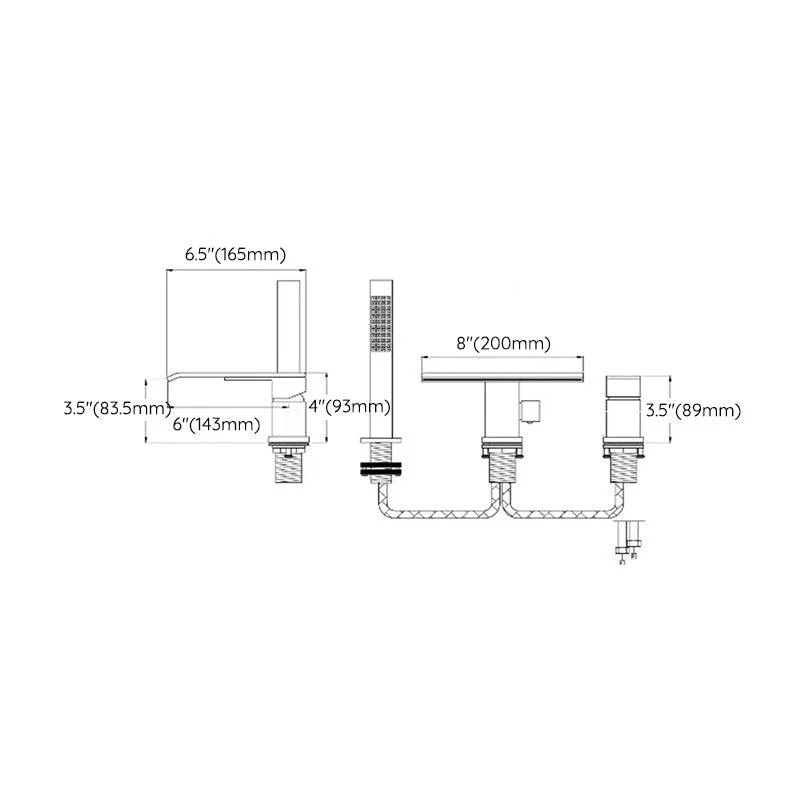 Modern Style Roman Tub Filler Deck-Mount Low Arc Copper Roman Tub Filler -Bathlova