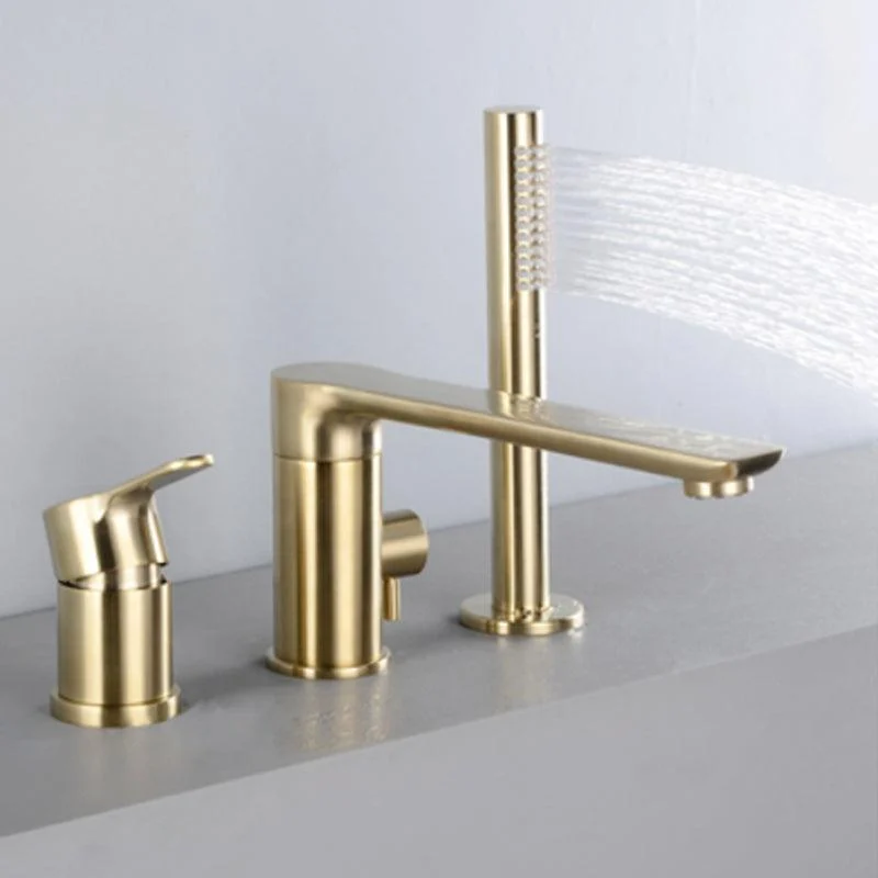 Modern Style Roman Tub Tap Pure Color Deck-Mount Low Arc Copper Roman Tub Tap -Bathlova