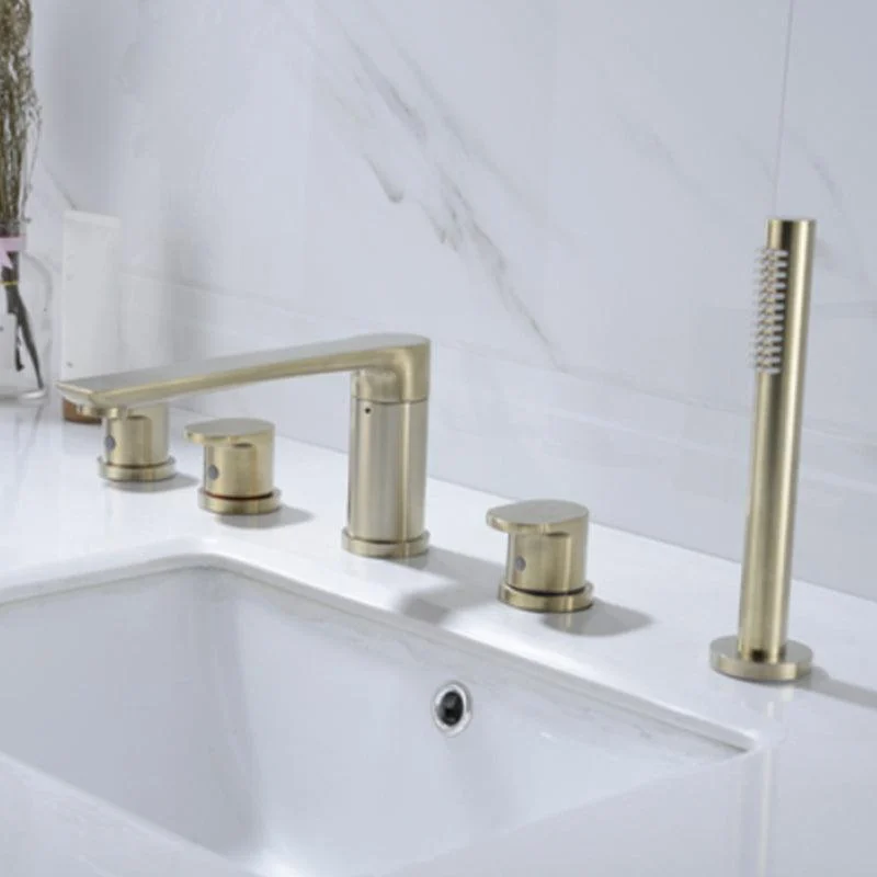 Modern Style Roman Tub Tap Pure Color Deck-Mount Low Arc Copper Roman Tub Tap -Bathlova