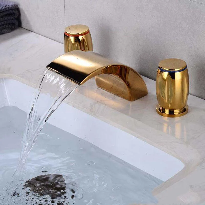 Modern Style Tap Widespread Sink Tap with 2 Handles and LED Light -Bathlova