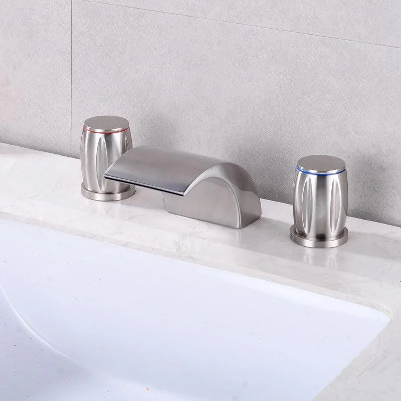 Modern Style Tap Widespread Sink Tap with 2 Handles and LED Light -Bathlova