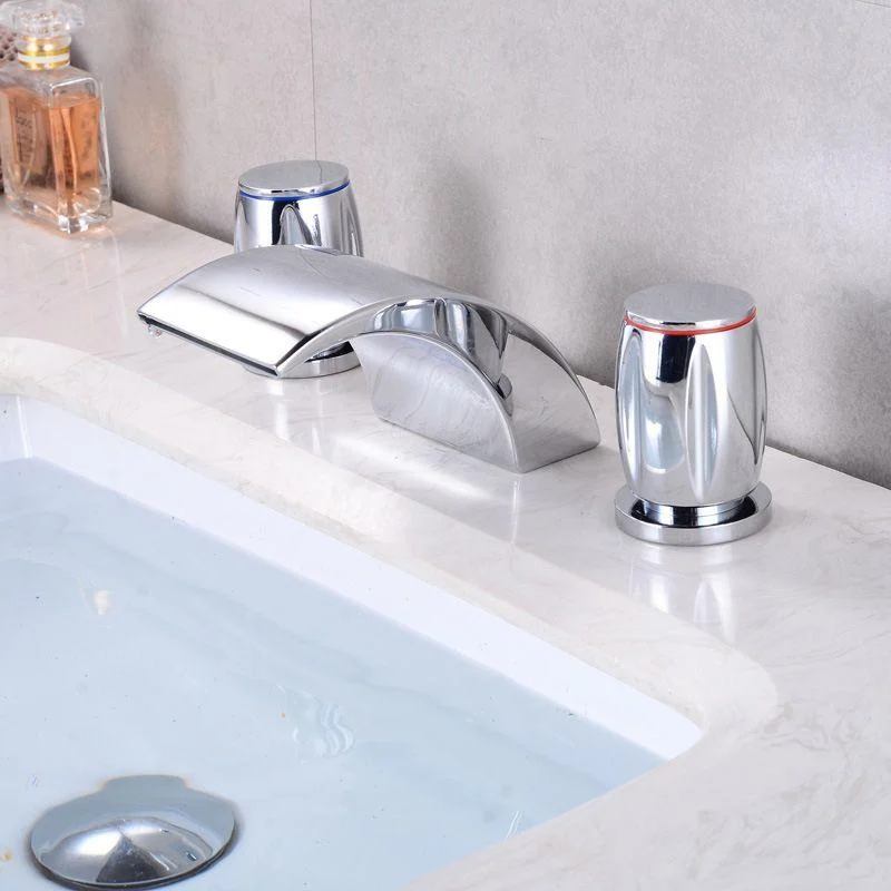 Modern Style Tap Widespread Sink Tap with 2 Handles and LED Light -Bathlova