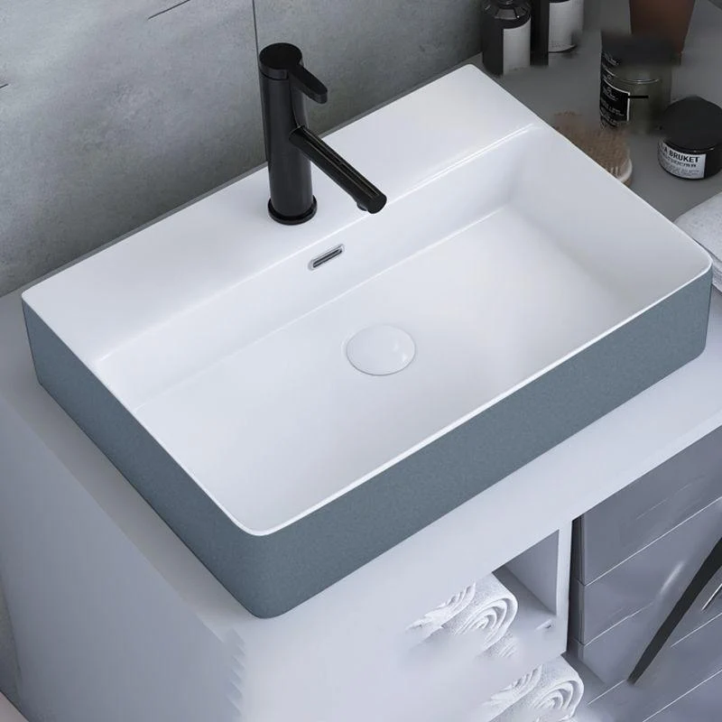 Modern Style Trough Bathroom Sink Rectangle Ceramic Trough Bathroom Sink -Bathlova