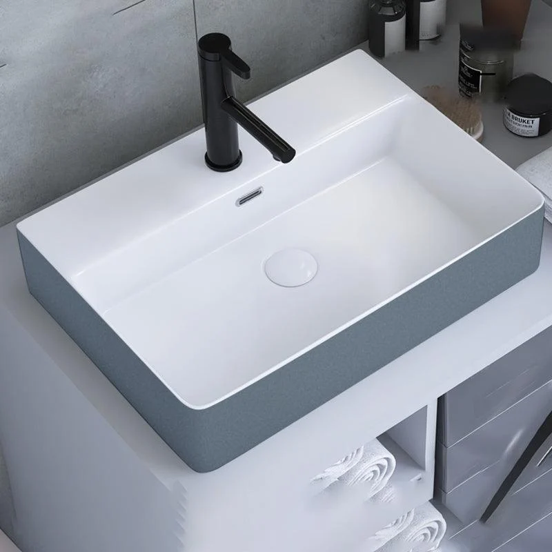 Modern Style Trough Bathroom Sink Rectangle Ceramic Trough Bathroom Sink -Bathlova