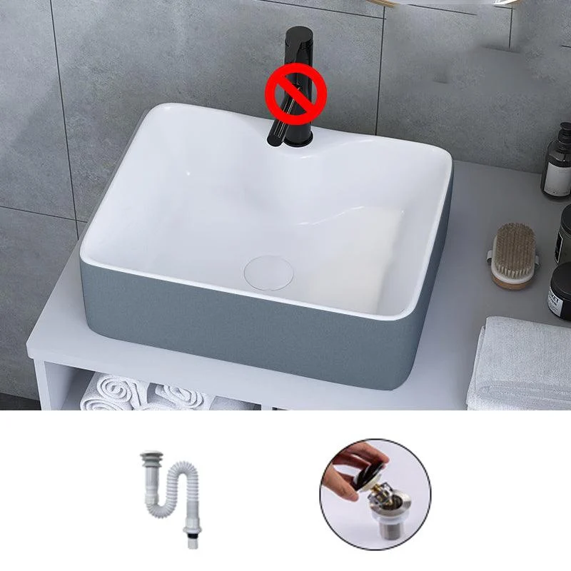 Modern Style Trough Bathroom Sink Rectangle Ceramic Trough Bathroom Sink -Bathlova