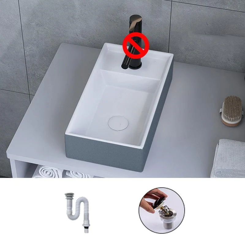 Modern Style Trough Bathroom Sink Rectangle Ceramic Trough Bathroom Sink -Bathlova