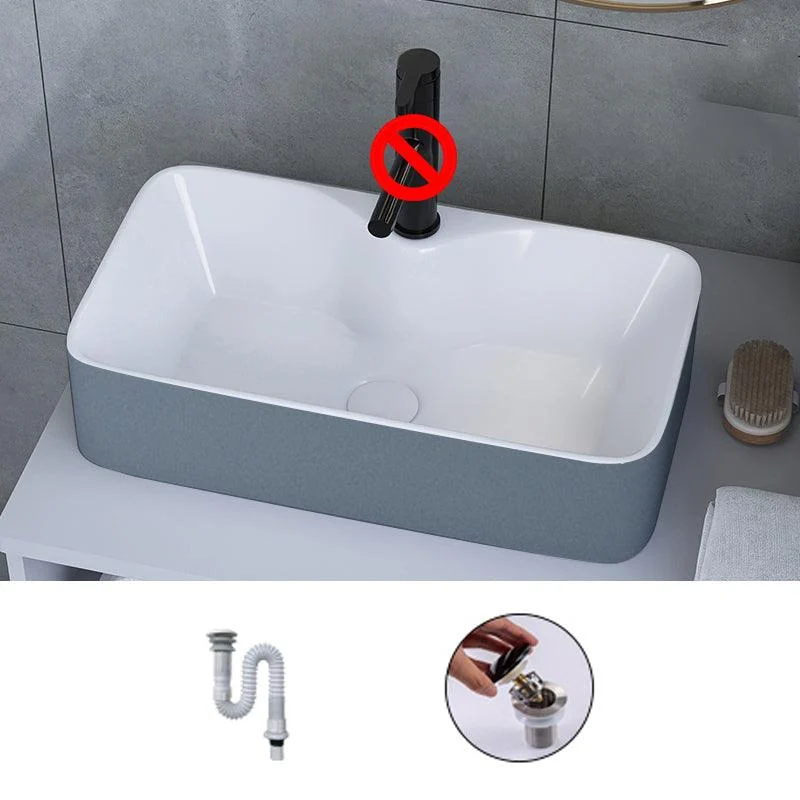 Modern Style Trough Bathroom Sink Rectangle Ceramic Trough Bathroom Sink -Bathlova