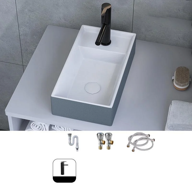 Modern Style Trough Bathroom Sink Rectangle Ceramic Trough Bathroom Sink -Bathlova