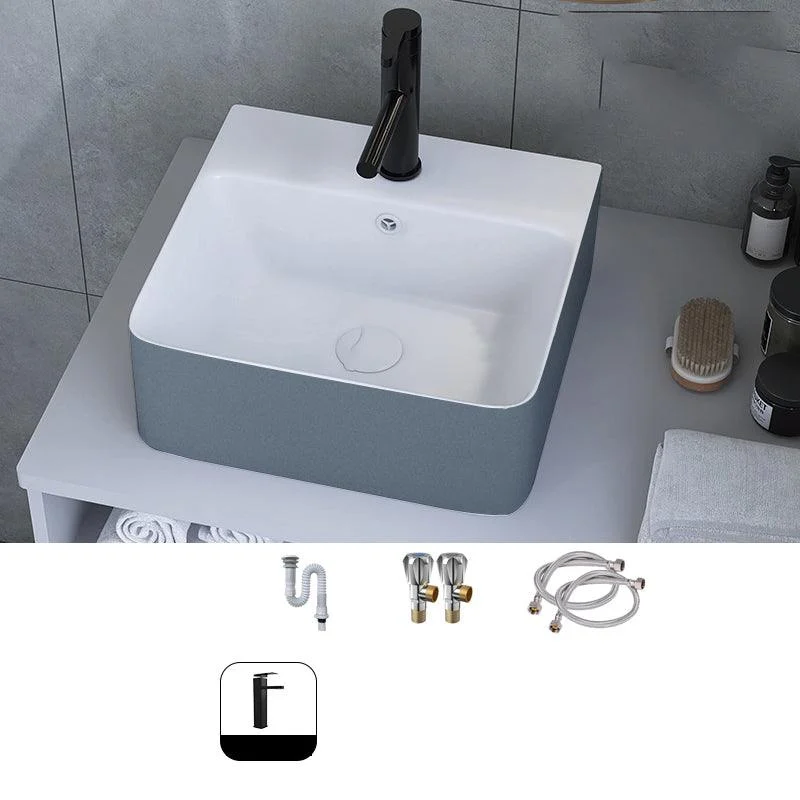 Modern Style Trough Bathroom Sink Rectangle Ceramic Trough Bathroom Sink -Bathlova