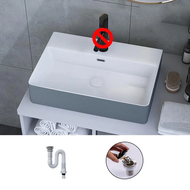 Modern Style Trough Bathroom Sink Rectangle Ceramic Trough Bathroom Sink -Bathlova