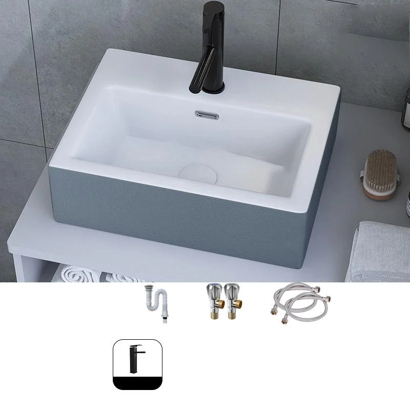 Modern Style Trough Bathroom Sink Rectangle Ceramic Trough Bathroom Sink -Bathlova