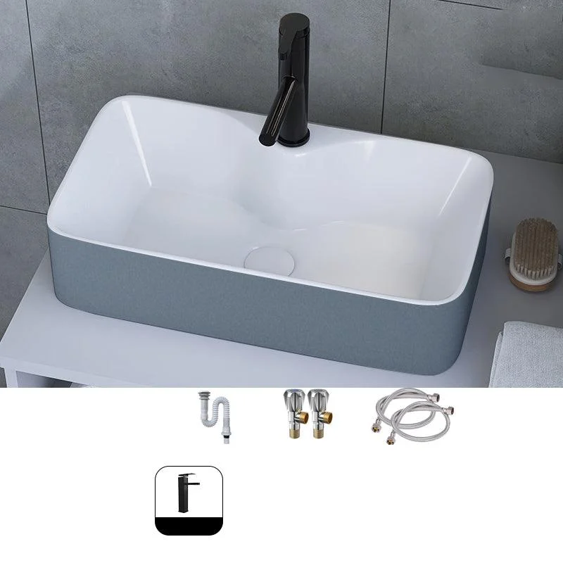 Modern Style Trough Bathroom Sink Rectangle Ceramic Trough Bathroom Sink -Bathlova