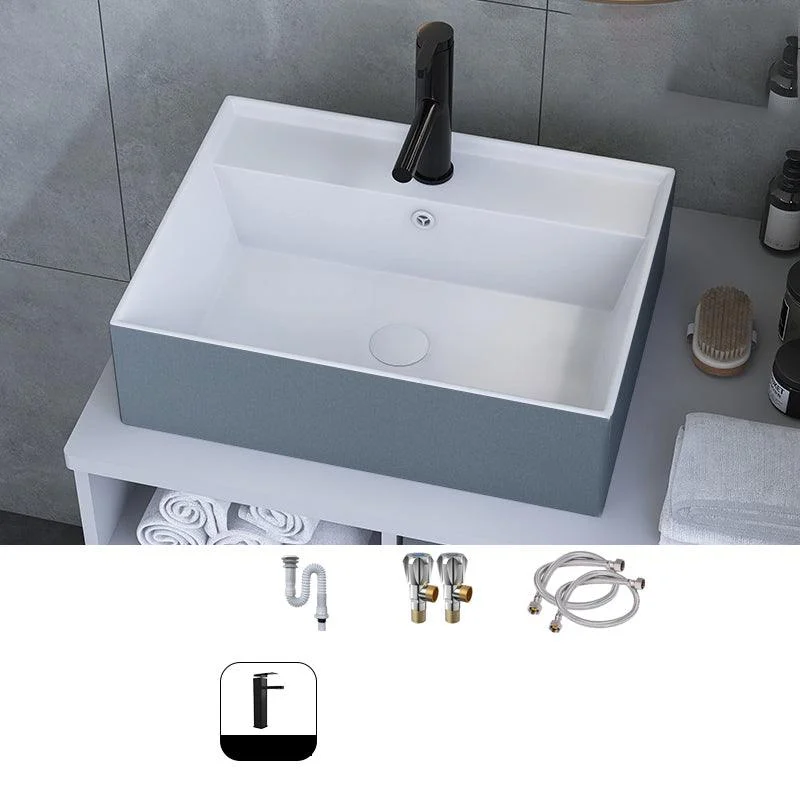 Modern Style Trough Bathroom Sink Rectangle Ceramic Trough Bathroom Sink -Bathlova