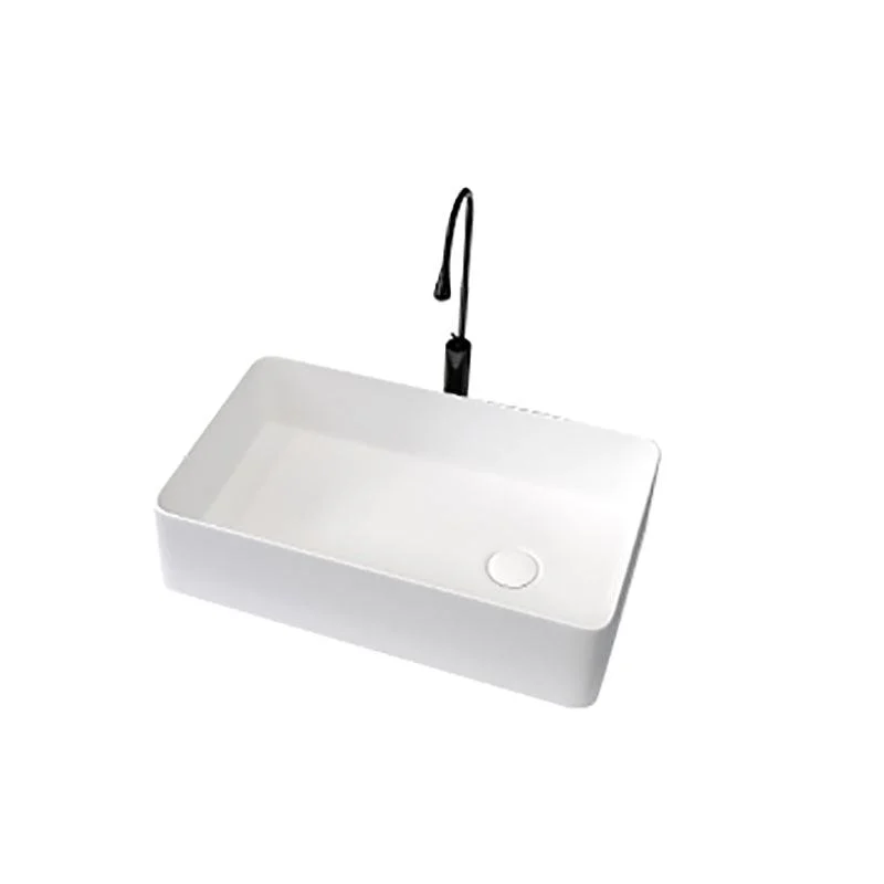 Modern Style Trough Bathroom Sink Rectangle Ceramic Trough Bathroom Sink in White -Bathlova