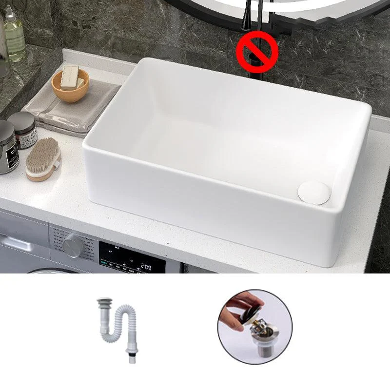 Modern Style Trough Bathroom Sink Rectangle Ceramic Trough Bathroom Sink in White -Bathlova