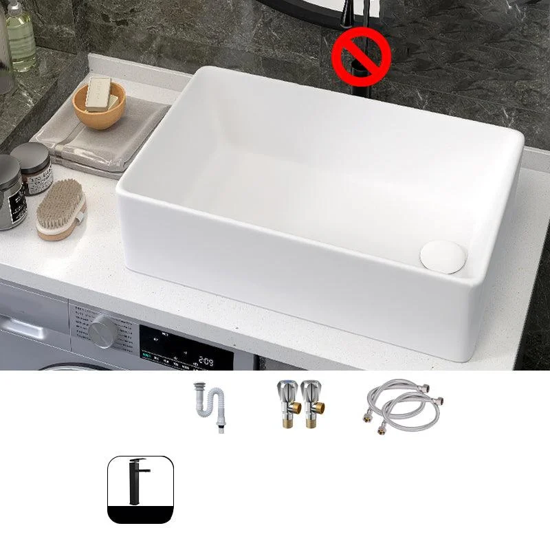 Modern Style Trough Bathroom Sink Rectangle Ceramic Trough Bathroom Sink in White -Bathlova