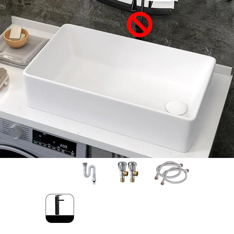 Modern Style Trough Bathroom Sink Rectangle Ceramic Trough Bathroom Sink in White -Bathlova