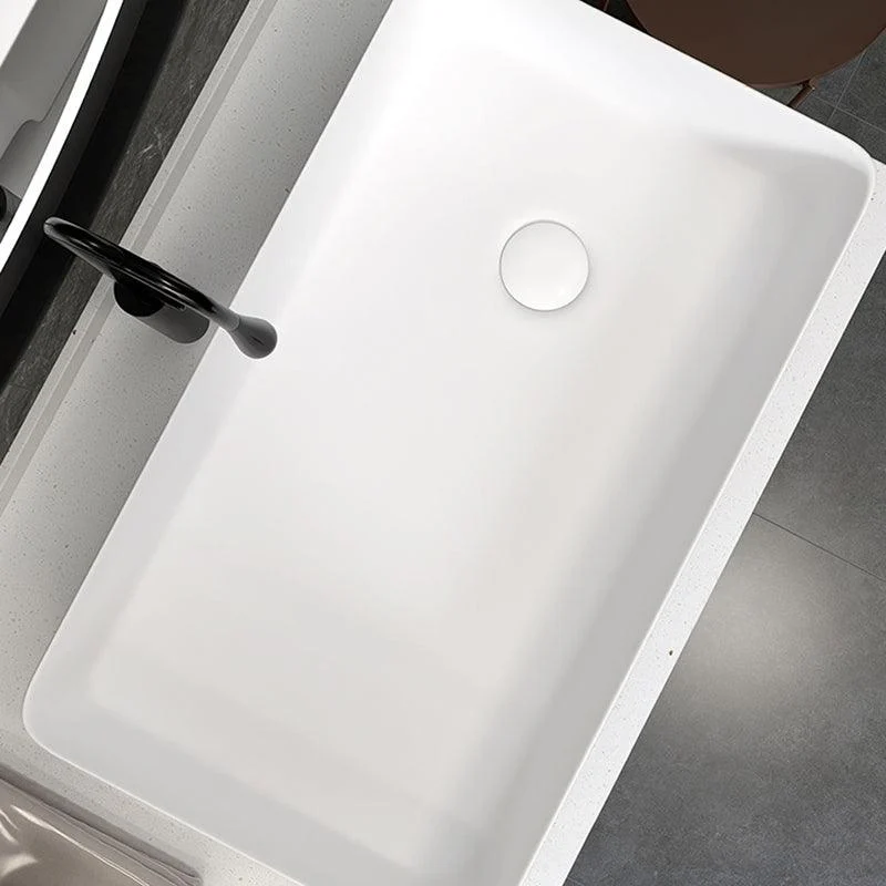 Modern Style Trough Bathroom Sink Rectangle Ceramic Trough Bathroom Sink in White -Bathlova