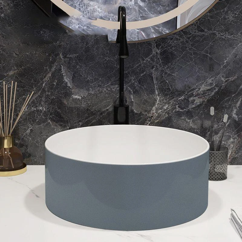 Modern Style Vessel Bathroom Sink Round Ceramic Vessel Bathroom Sink -Bathlova