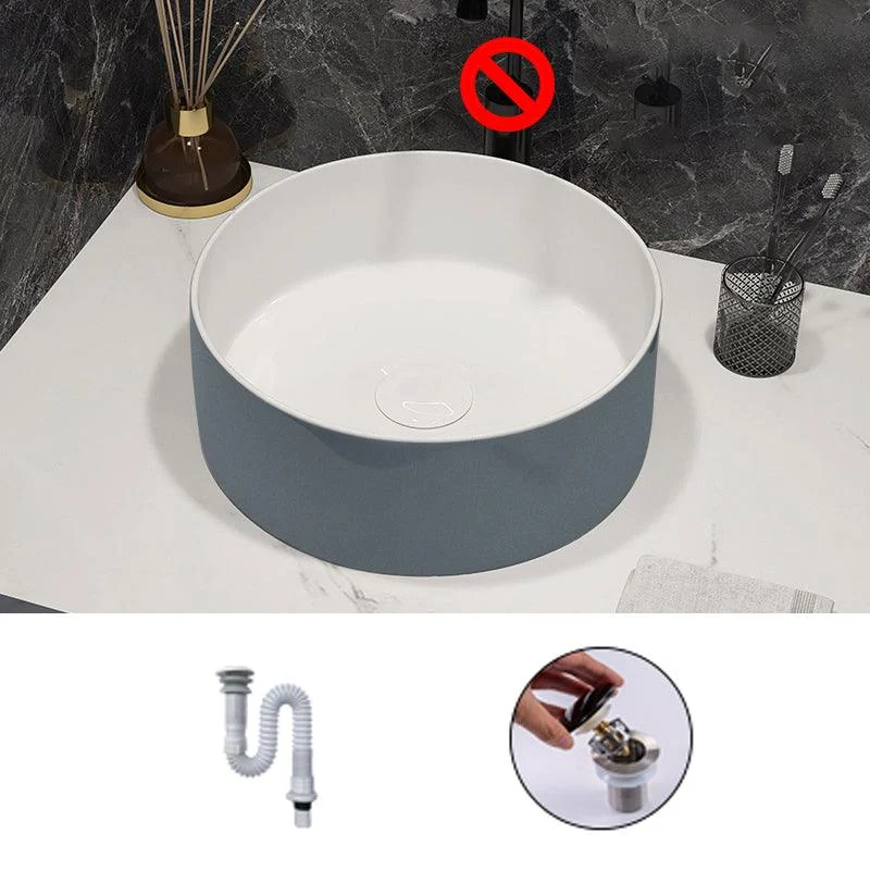 Modern Style Vessel Bathroom Sink Round Ceramic Vessel Bathroom Sink -Bathlova