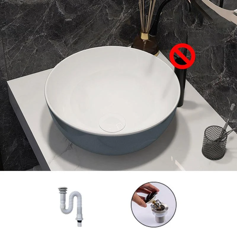 Modern Style Vessel Bathroom Sink Round Ceramic Vessel Bathroom Sink -Bathlova