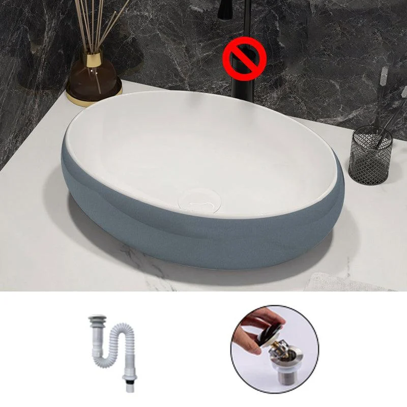 Modern Style Vessel Bathroom Sink Round Ceramic Vessel Bathroom Sink -Bathlova