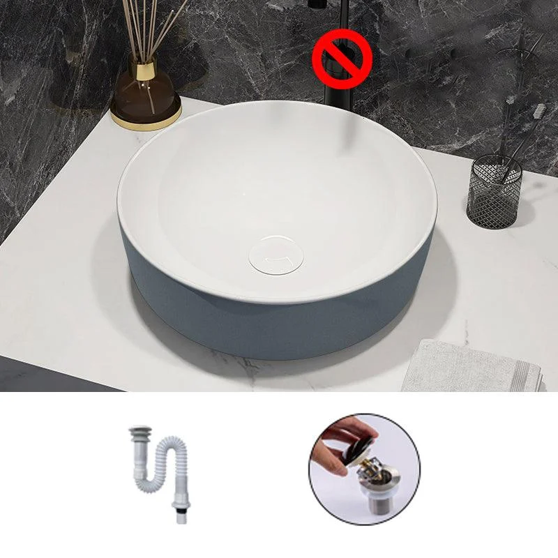 Modern Style Vessel Bathroom Sink Round Ceramic Vessel Bathroom Sink -Bathlova