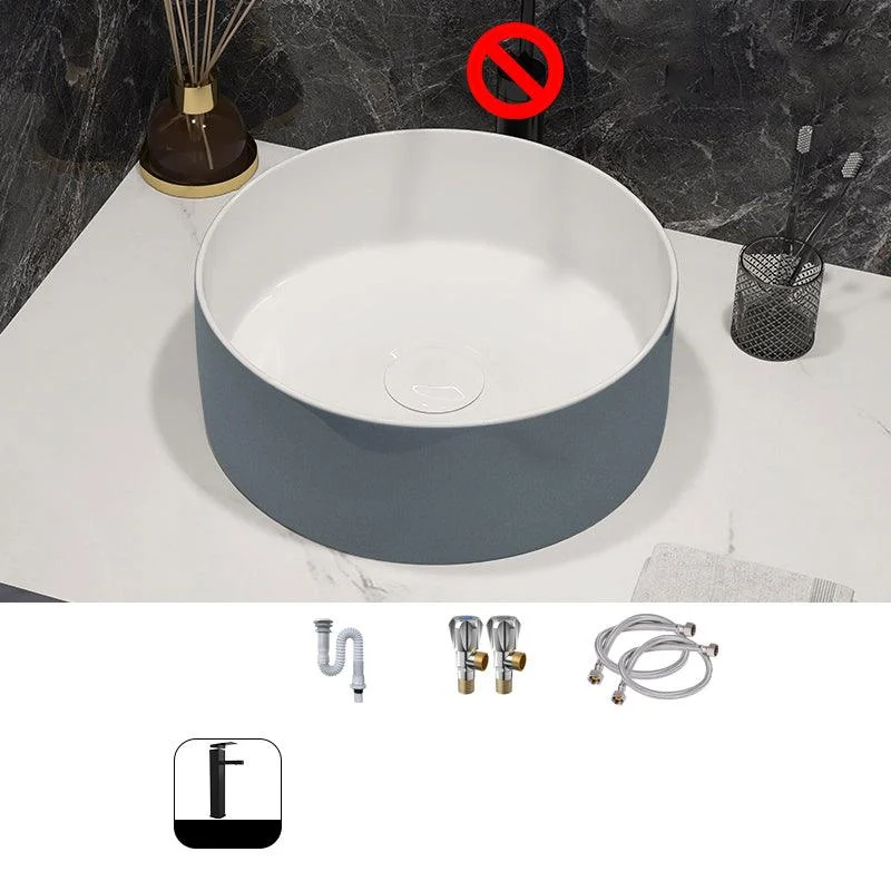 Modern Style Vessel Bathroom Sink Round Ceramic Vessel Bathroom Sink -Bathlova