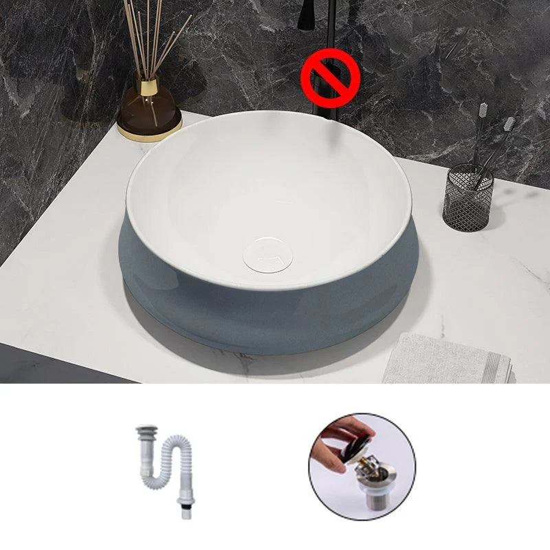 Modern Style Vessel Bathroom Sink Round Ceramic Vessel Bathroom Sink -Bathlova