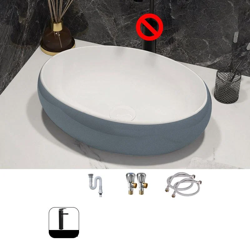 Modern Style Vessel Bathroom Sink Round Ceramic Vessel Bathroom Sink -Bathlova