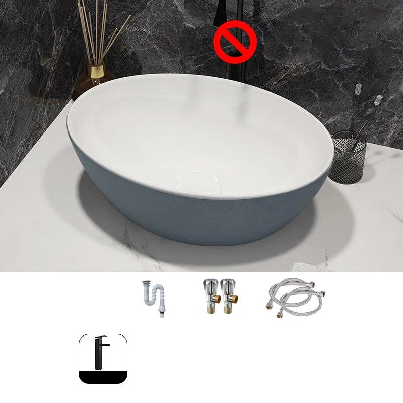 Modern Style Vessel Bathroom Sink Round Ceramic Vessel Bathroom Sink -Bathlova