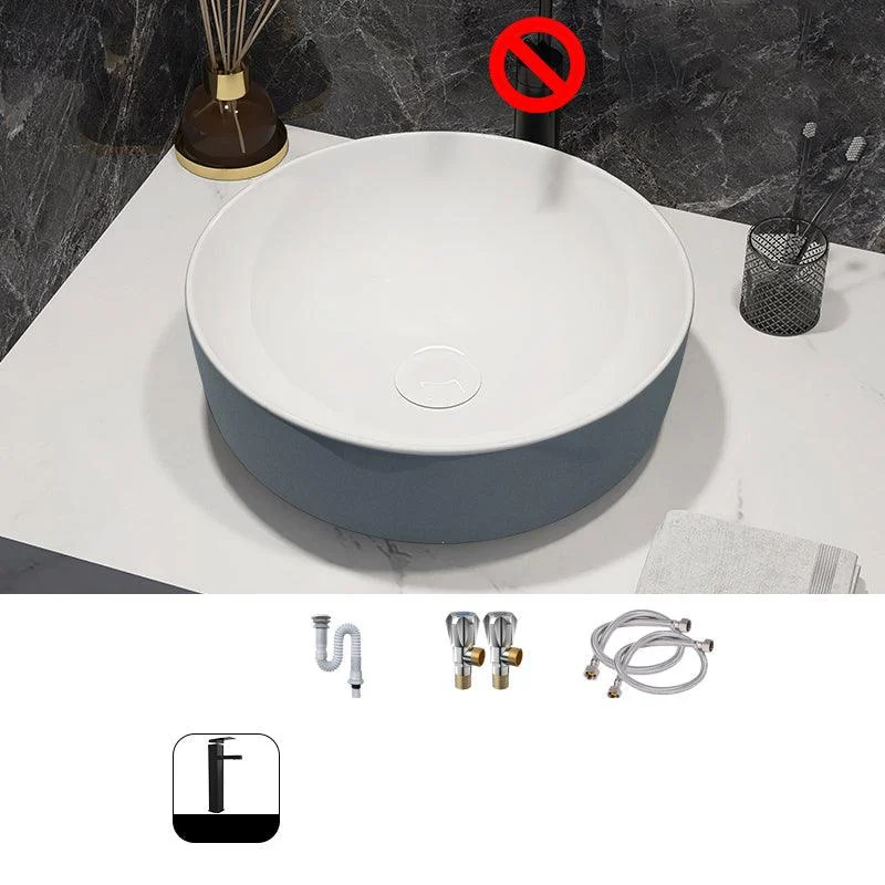 Modern Style Vessel Bathroom Sink Round Ceramic Vessel Bathroom Sink -Bathlova