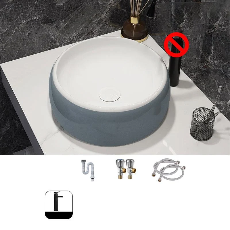 Modern Style Vessel Bathroom Sink Round Ceramic Vessel Bathroom Sink -Bathlova