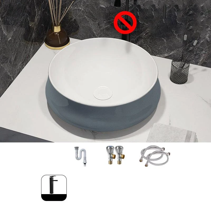 Modern Style Vessel Bathroom Sink Round Ceramic Vessel Bathroom Sink -Bathlova