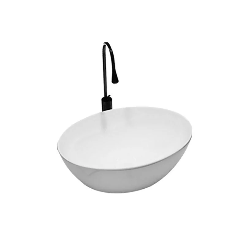 Modern Style Vessel Bathroom Sink Round Ceramic Vessel Bathroom Sink in White -Bathlova