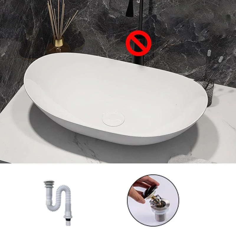 Modern Style Vessel Bathroom Sink Round Ceramic Vessel Bathroom Sink in White -Bathlova