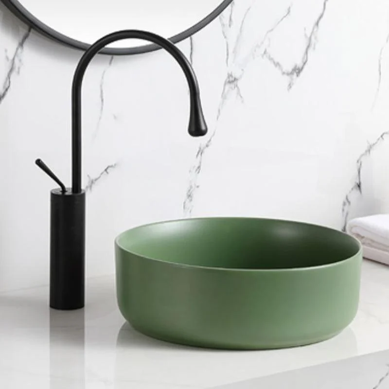 Modern Style Vessel Sink Pure Color Round Ceramic Vessel Sink -Bathlova