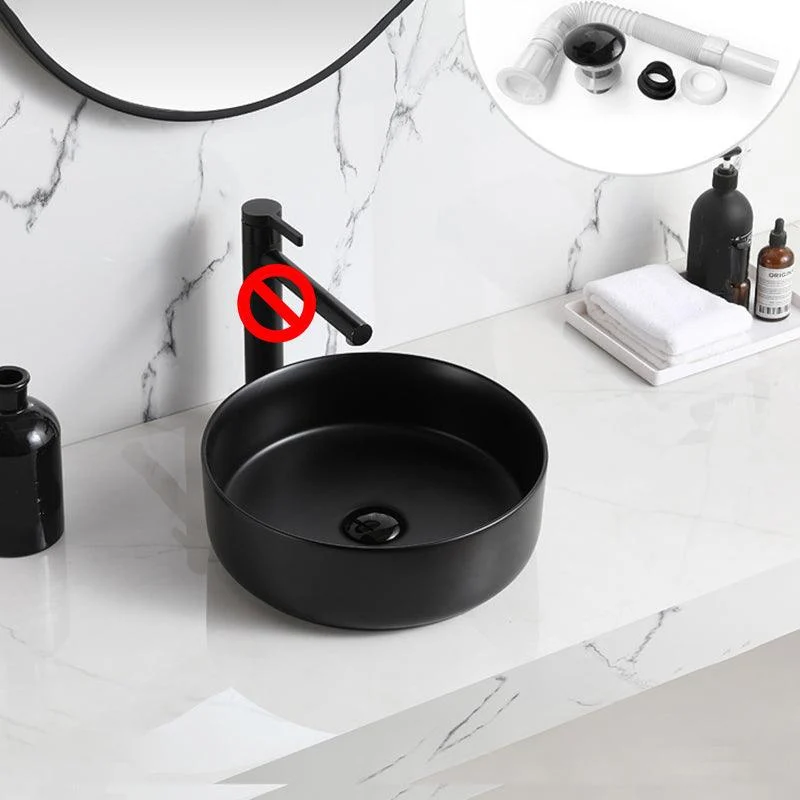 Modern Style Vessel Sink Pure Color Round Ceramic Vessel Sink -Bathlova