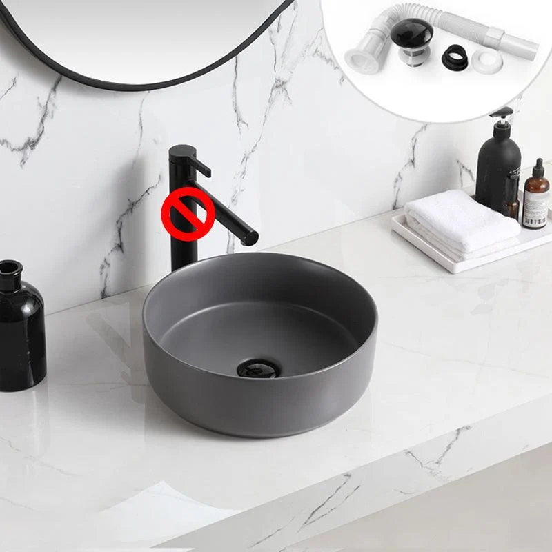 Modern Style Vessel Sink Pure Color Round Ceramic Vessel Sink -Bathlova